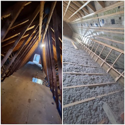 Insufflation de cellulose et soufflage ouvert - avant/après à Gembloux