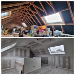 Aménagement d'un grenier à Wavre - Avant/après aménagement du grenier par ACA Renovation