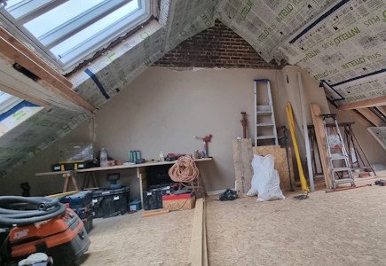 Aménagement d'un grenier à Beersel - Etanchéite a l'air - raccord avec TESCON VANA