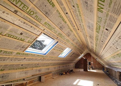 Aménagement d'un grenier à Mons - Etanchéité à l'air terminée + lattage